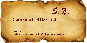 Sopronyi Nikolett névjegykártya